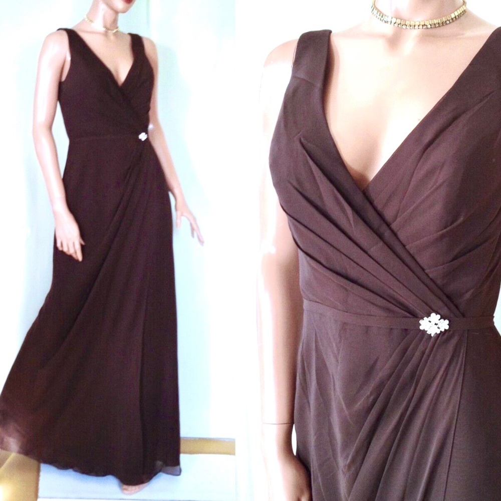 David Tutera/Gather&Gown Catherine Bridesmaid Formal Gown Dress MINK Brown~4~NWT